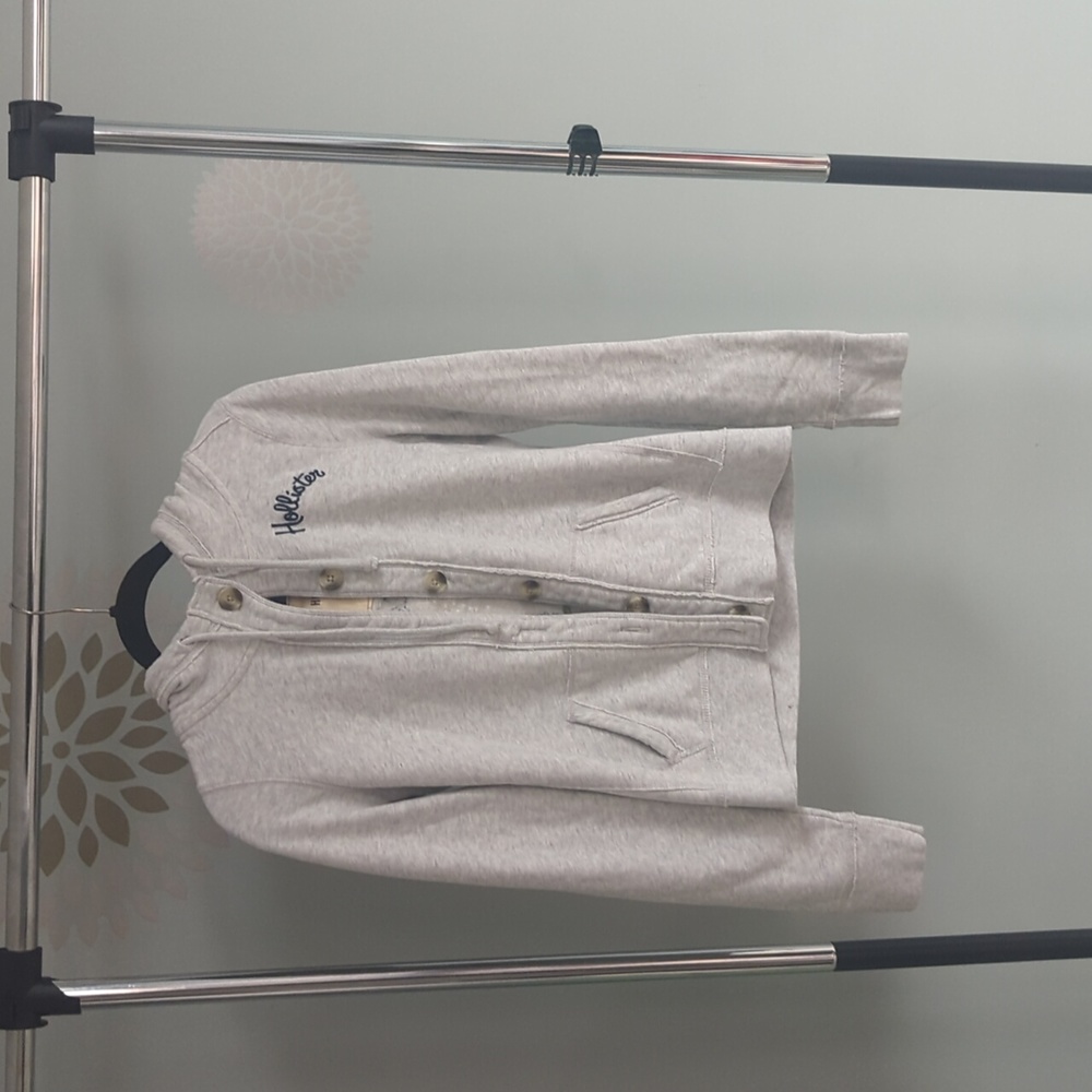 Large button up hoodie Hollister gray